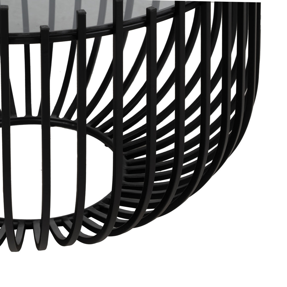 S/2 MESA CENTRO NEGRO METAL-CRISTAL 68 X 68 X 45 CM