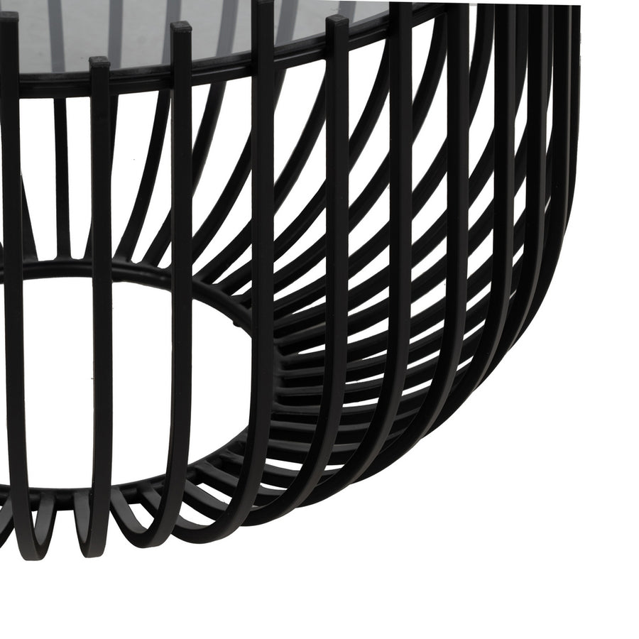 S/2 MESA CENTRO NEGRO METAL-CRISTAL 68 X 68 X 45 CM