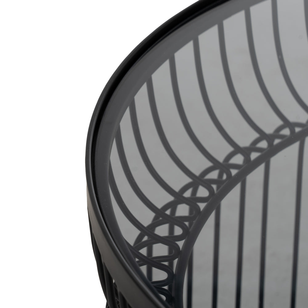 S/2 MESA CENTRO NEGRO METAL-CRISTAL 65 X 65 X 40 CM