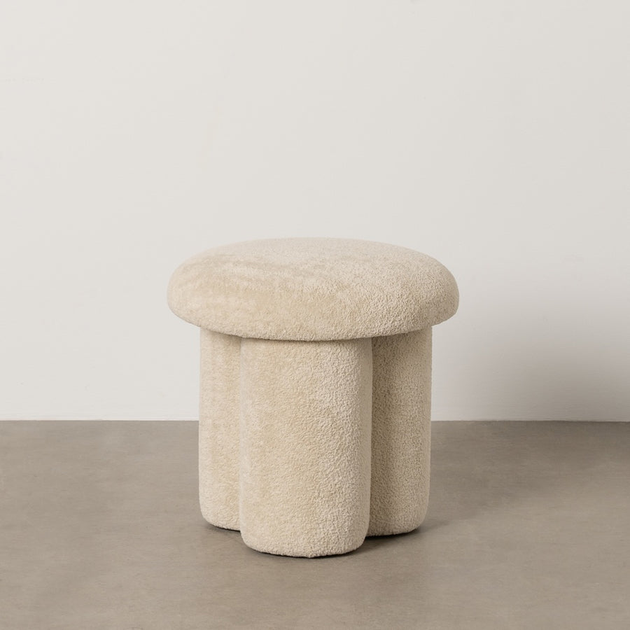 PUF BEIGE TEJIDO SALÓN 41 X 41 X 43 CM