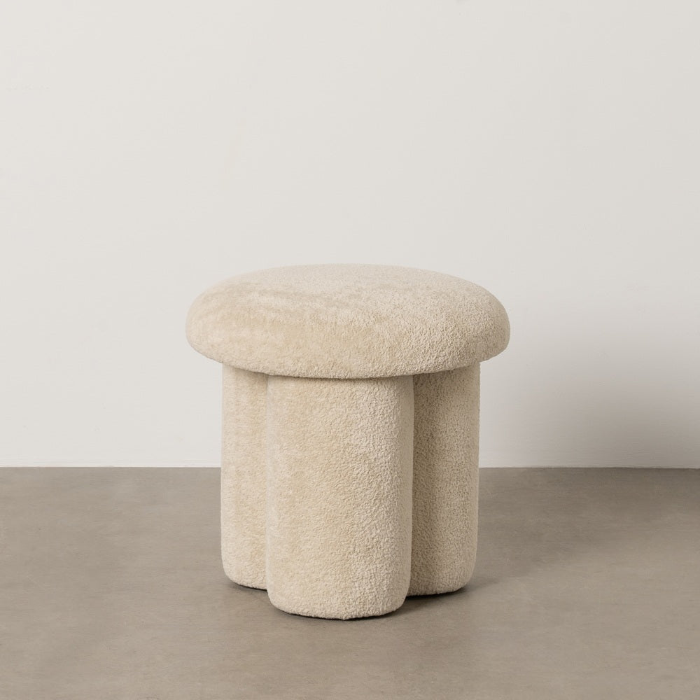PUF BEIGE TEJIDO SALÓN 41 X 41 X 43 CM