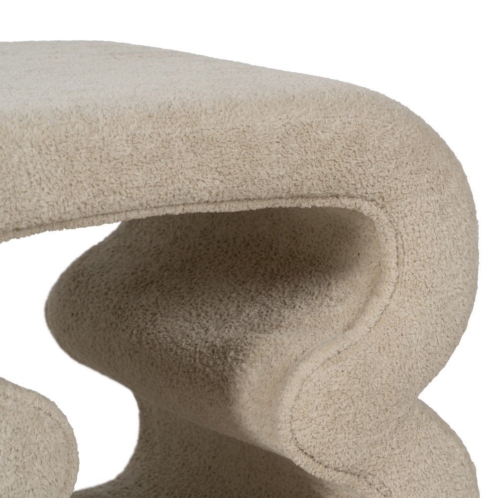 BEIGE FABRIC LIVING ROOM POUF 45 X 42 X 42 CM