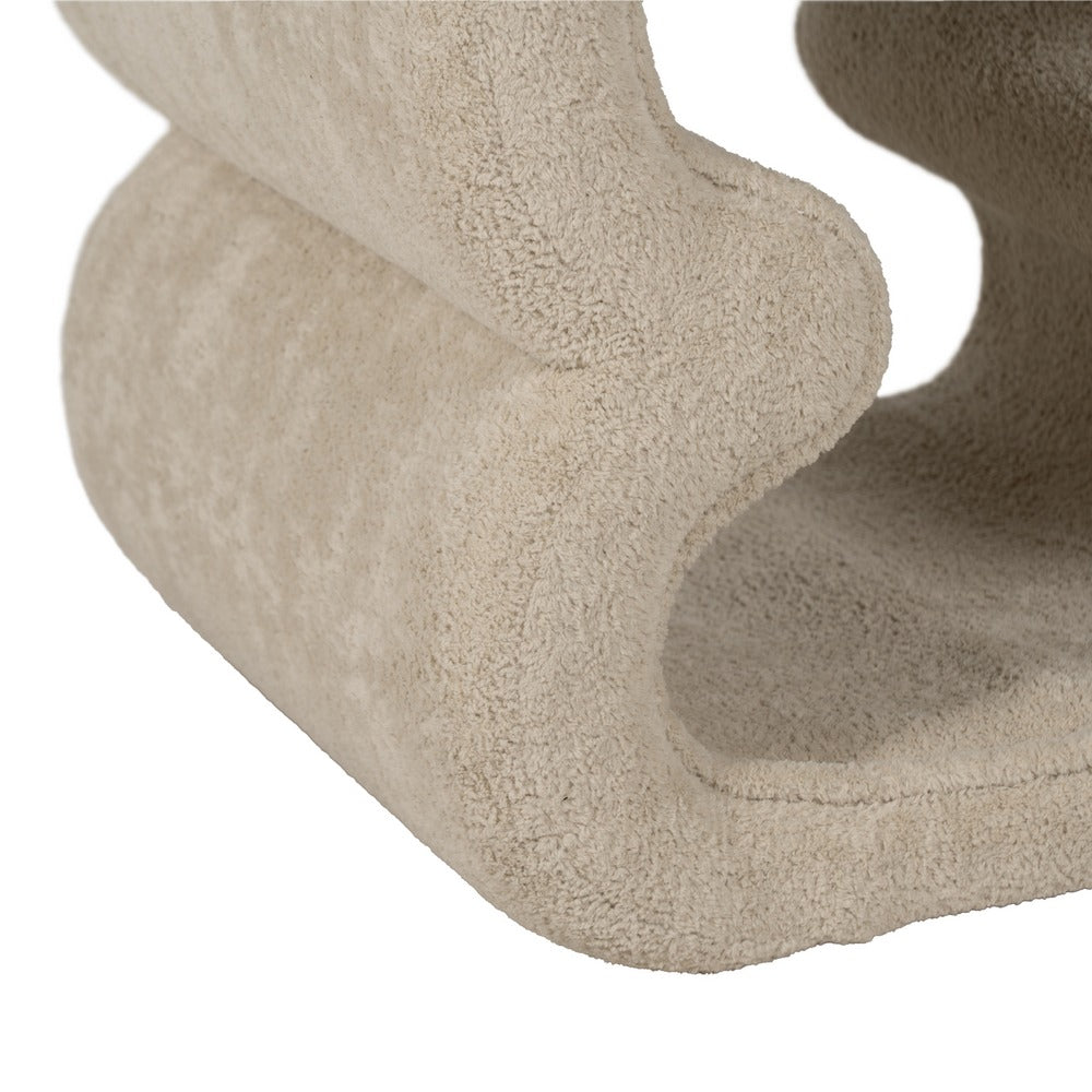 BEIGE FABRIC LIVING ROOM POUF 45 X 42 X 42 CM