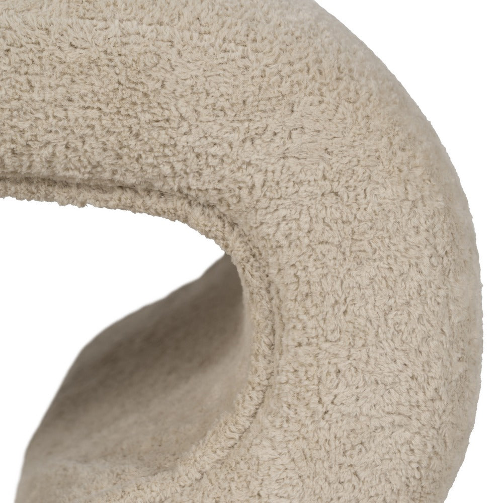BEIGE FABRIC LIVING ROOM POUF 45 X 42 X 42 CM
