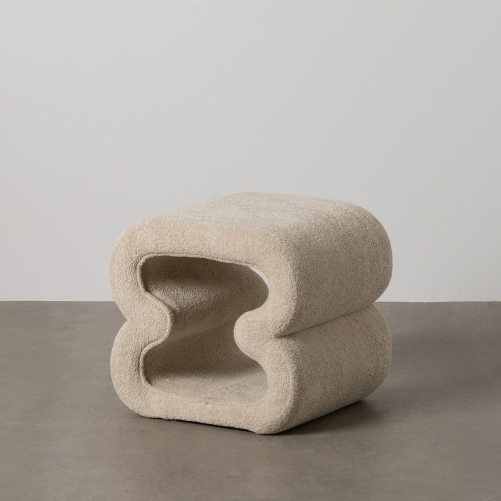 BEIGE FABRIC LIVING ROOM POUF 45 X 42 X 42 CM
