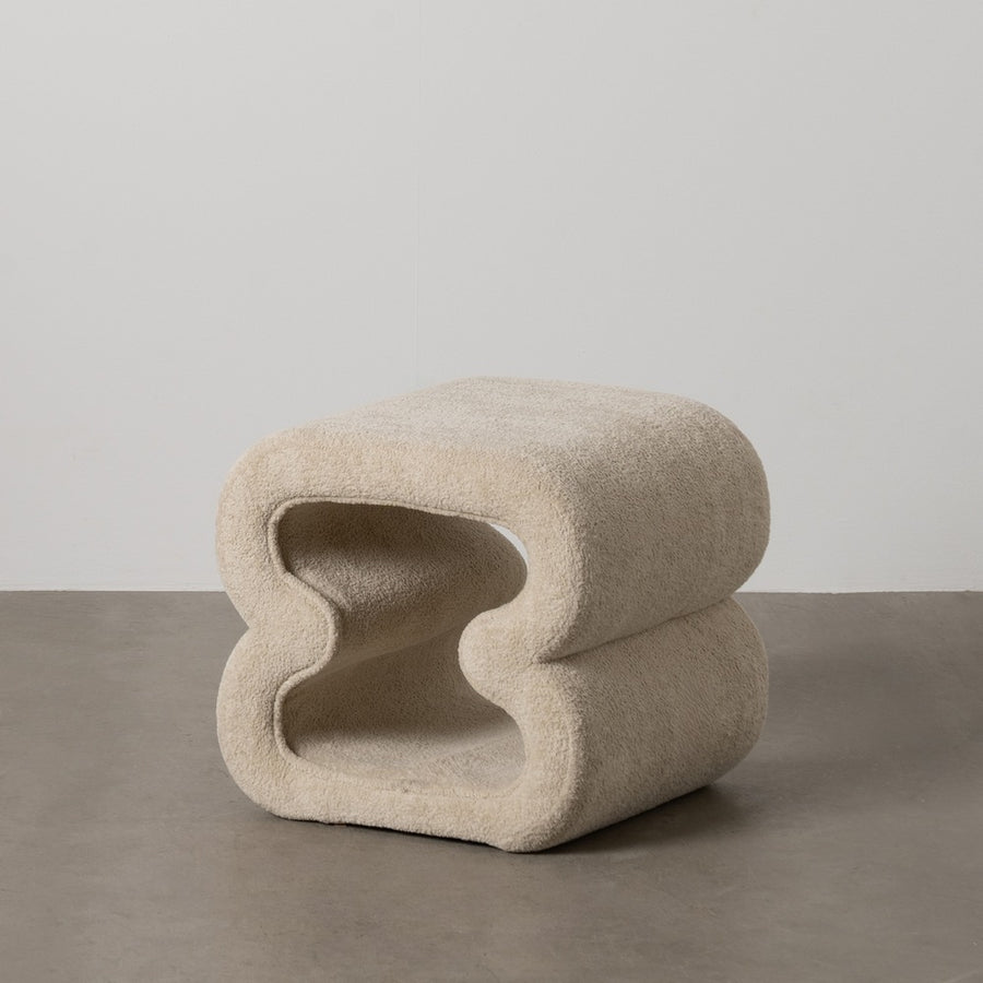 PUF BEIGE TEJIDO SALÓN 45 X 42 X 42 CM