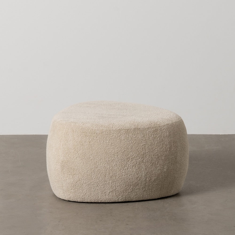 PUF BEIGE TEJIDO SALÓN 60 X 60 X 33 CM