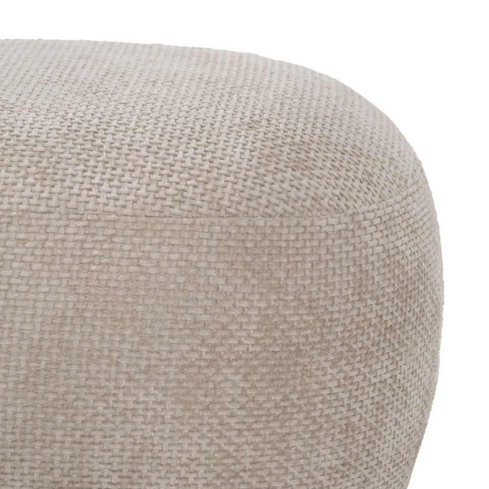 BEIGE FABRIC LIVING ROOM POUF 53 X 41 X 38 CM