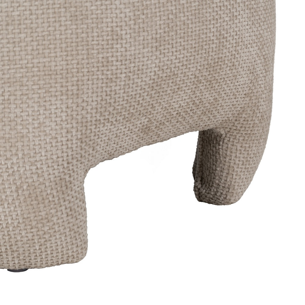BEIGE FABRIC LIVING ROOM POUF 53 X 41 X 38 CM