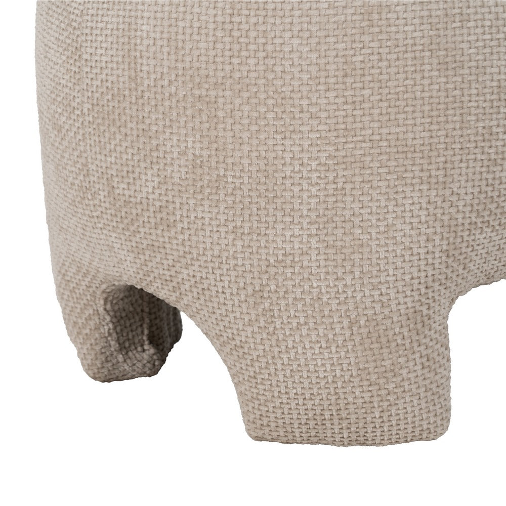 BEIGE FABRIC LIVING ROOM POUF 53 X 41 X 38 CM