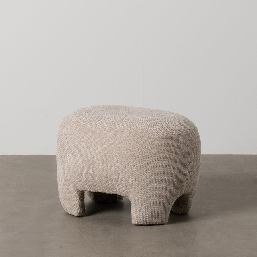 PUF BEIGE TEJIDO SALÓN 53 X 41 X 38 CM