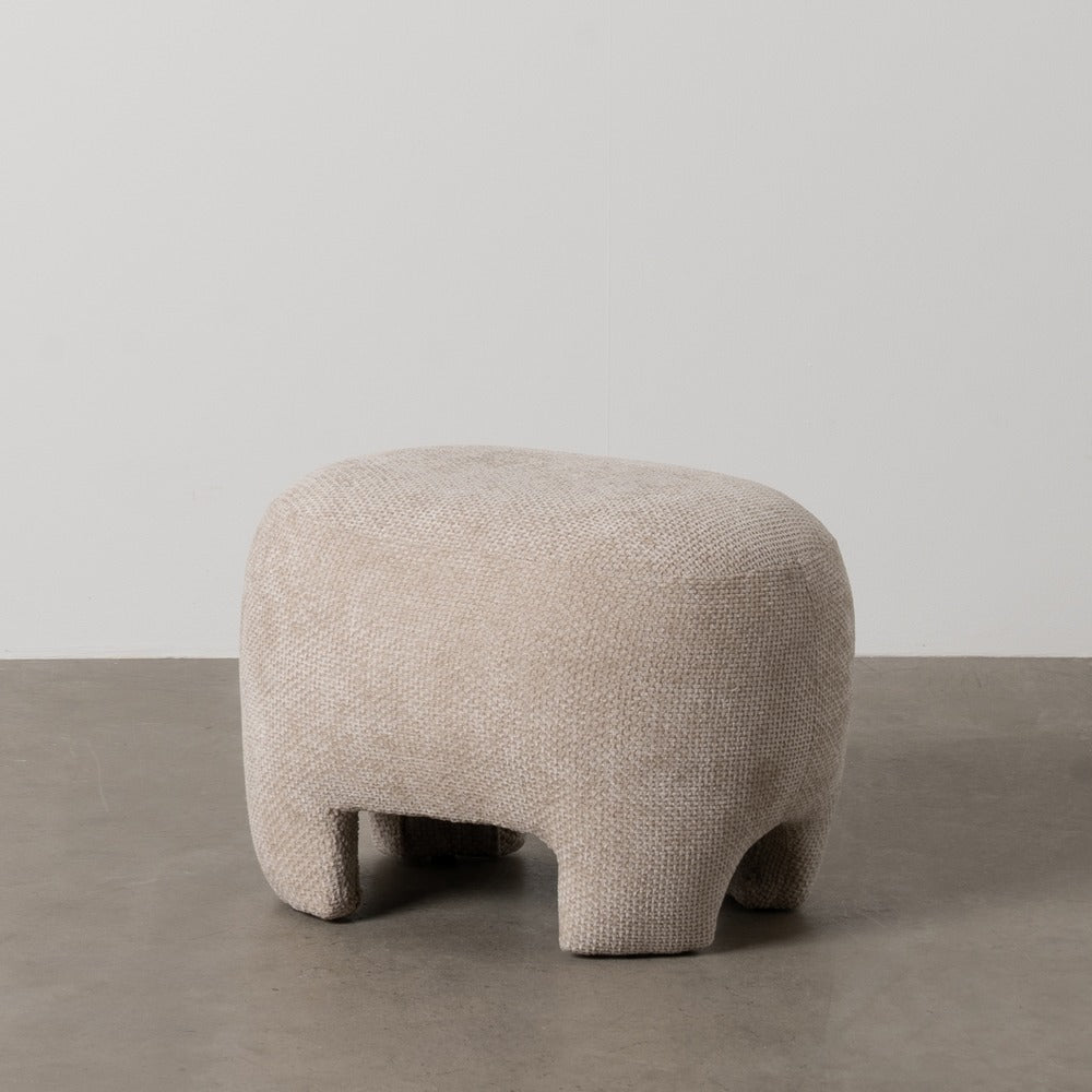 BEIGE FABRIC LIVING ROOM POUF 53 X 41 X 38 CM