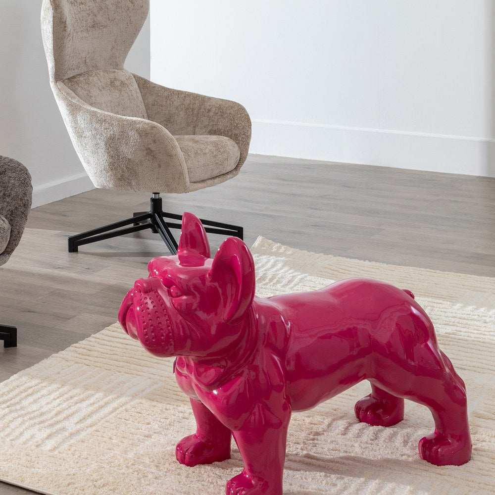FIGURA BULL DOG FUCSIA RESINA 88 X 38 X 63 CM