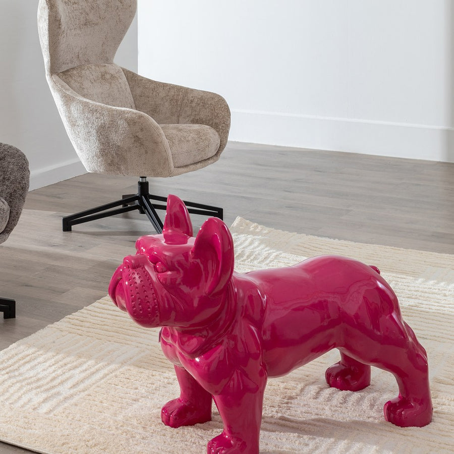 FIGURA BULL DOG FUCSIA RESINA 88 X 38 X 63 CM