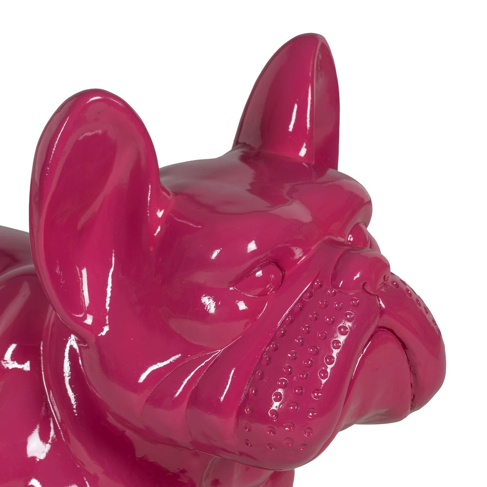 FIGURA BULL DOG FUCSIA RESINA 88 X 38 X 63 CM
