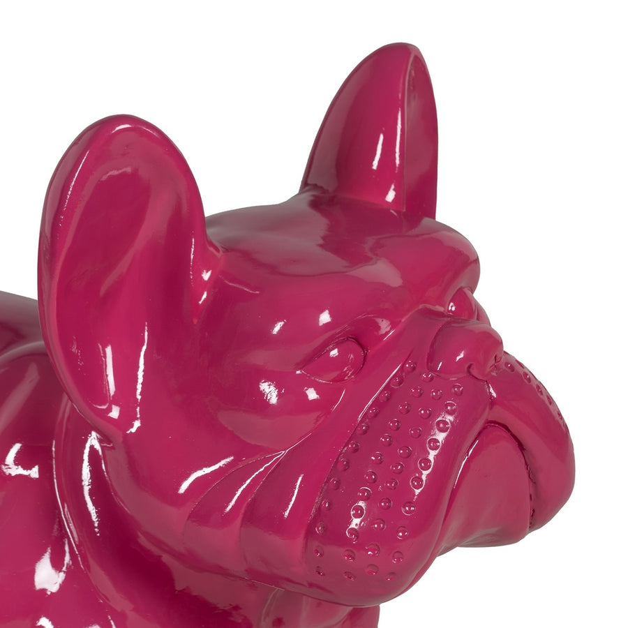 FIGURA BULL DOG FUCSIA RESINA 88 X 38 X 63 CM