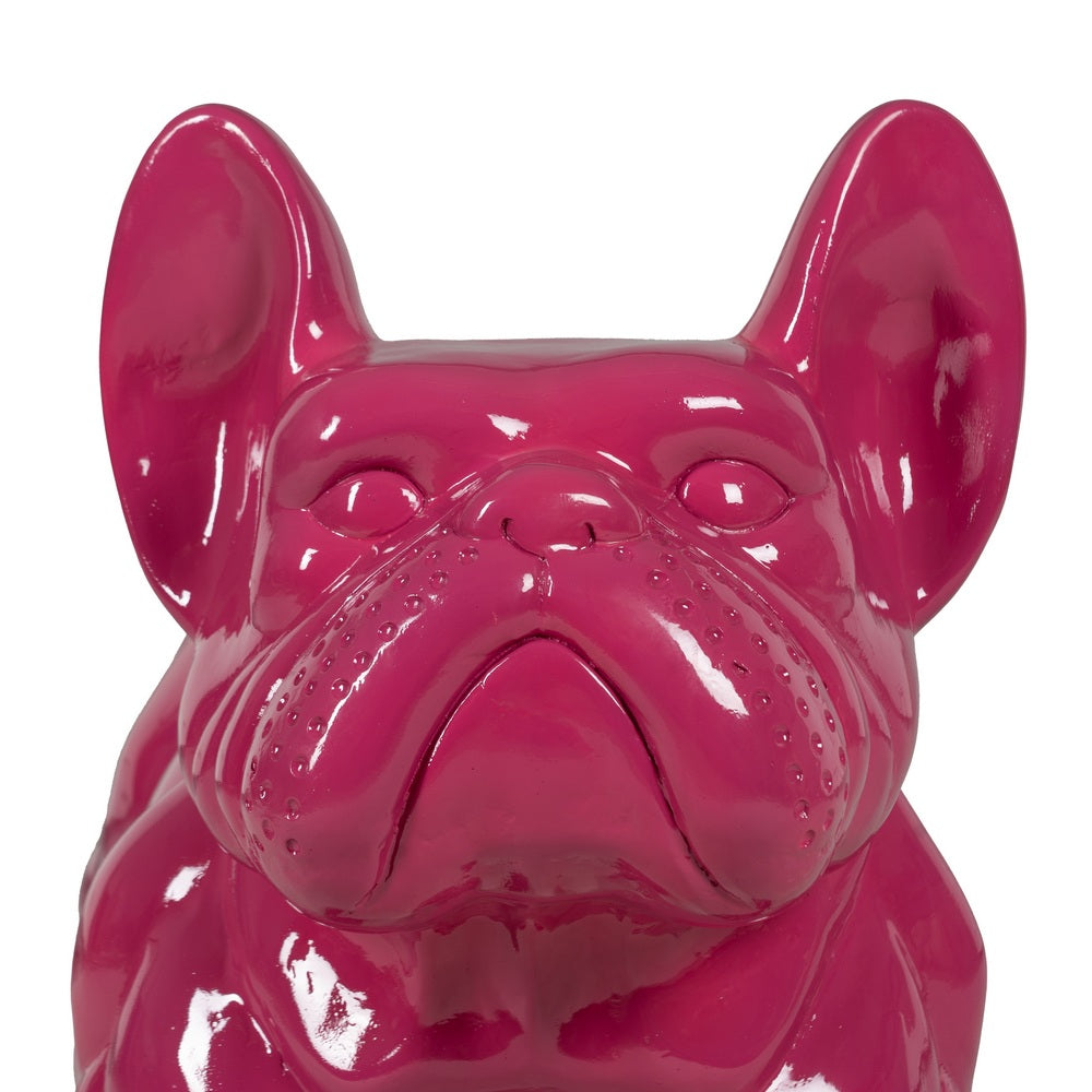 FIGURA BULL DOG FUCSIA RESINA 88 X 38 X 63 CM