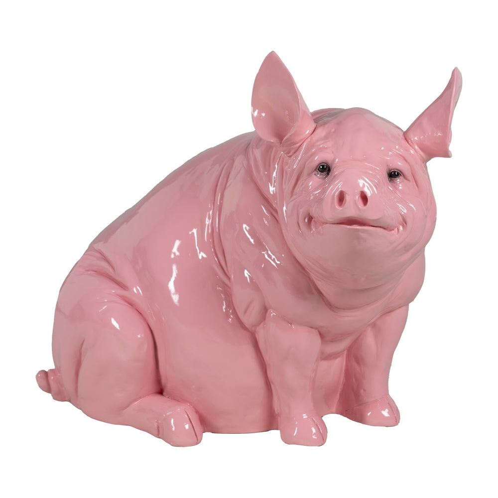 FIGURA CERDO ROSA RESINA 95 X 59 X 79 CM