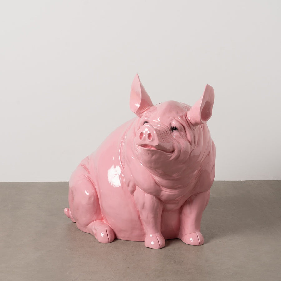 FIGURA CERDO ROSA RESINA 95 X 59 X 79 CM