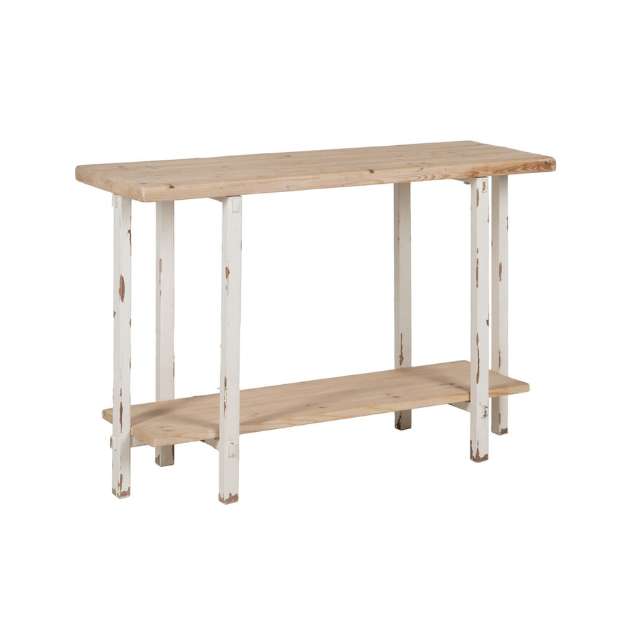 CONSOLA NATURAL-BLANCO MADERA DE ABETO 120 X 40 X 80 CM