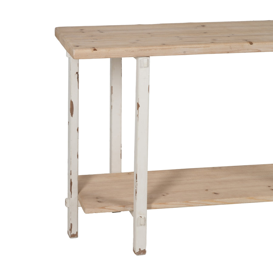 CONSOLA NATURAL-BLANCO MADERA DE ABETO 120 X 40 X 80 CM