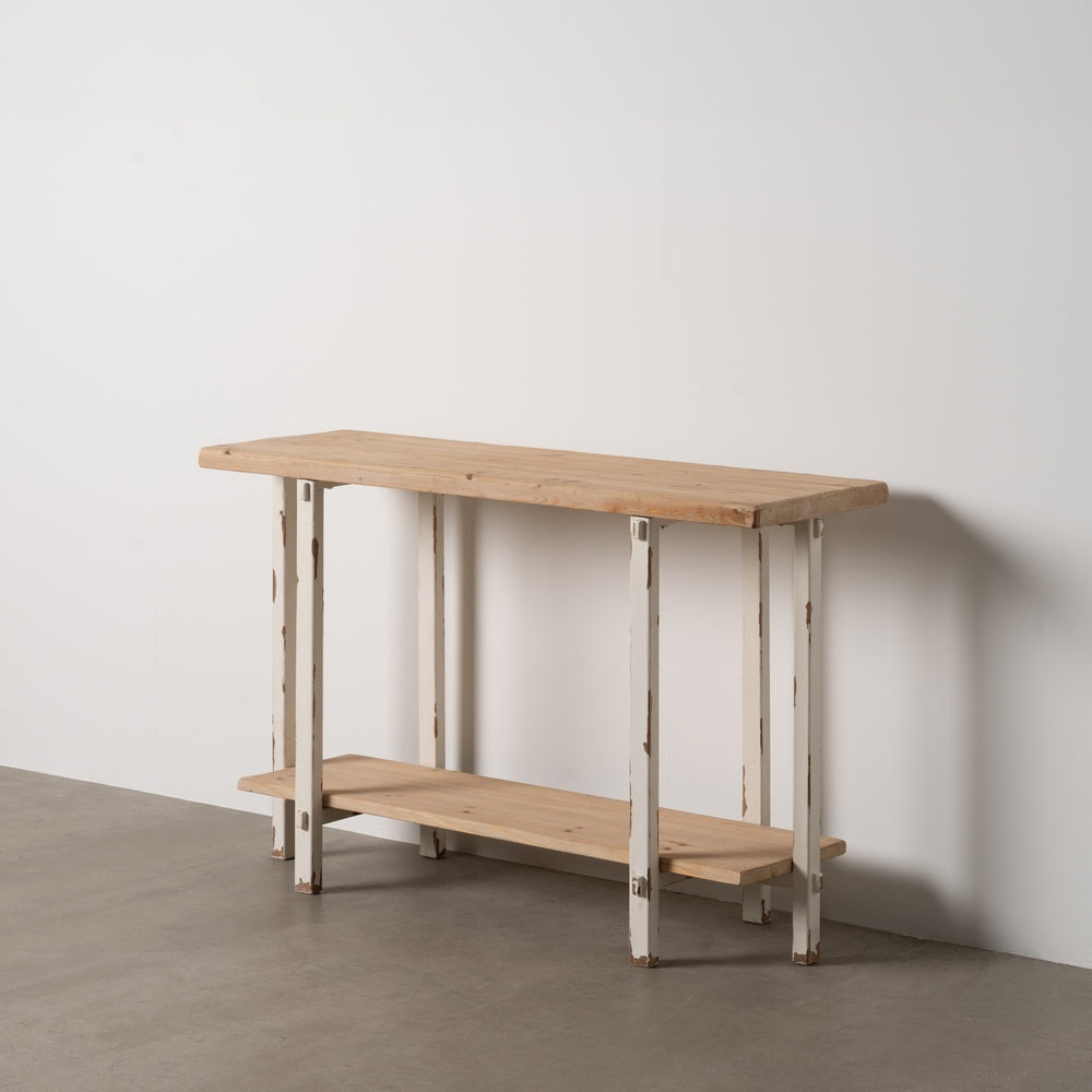 CONSOLA NATURAL-BLANCO MADERA DE ABETO 120 X 40 X 80 CM