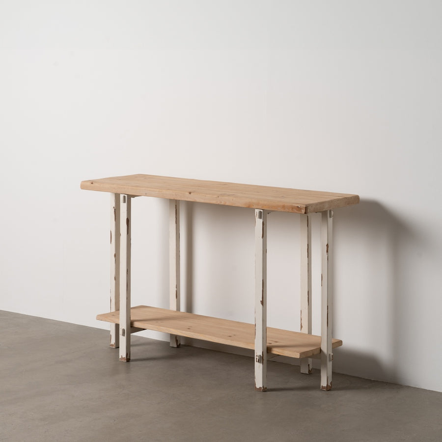 CONSOLA NATURAL-BLANCO MADERA DE ABETO 120 X 40 X 80 CM