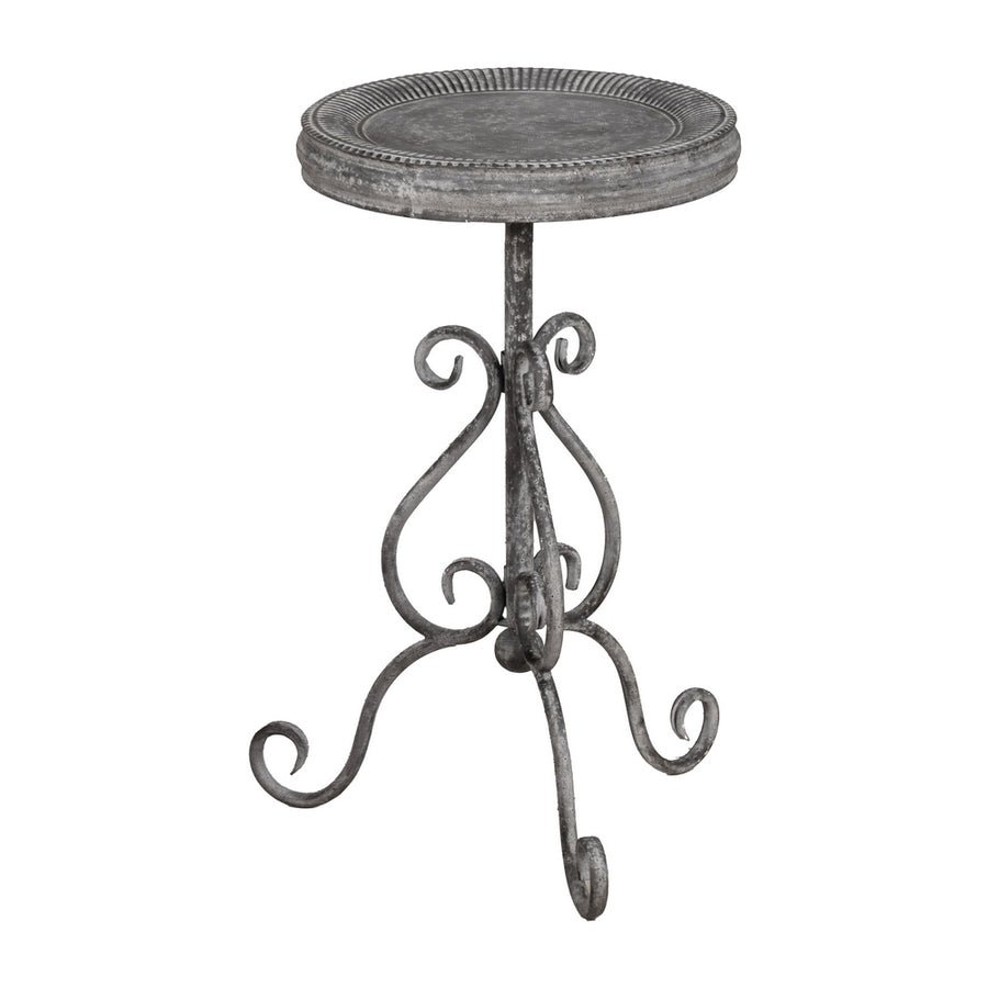 GRAY METAL SIDE TABLE 36 X 36 X 61 CM
