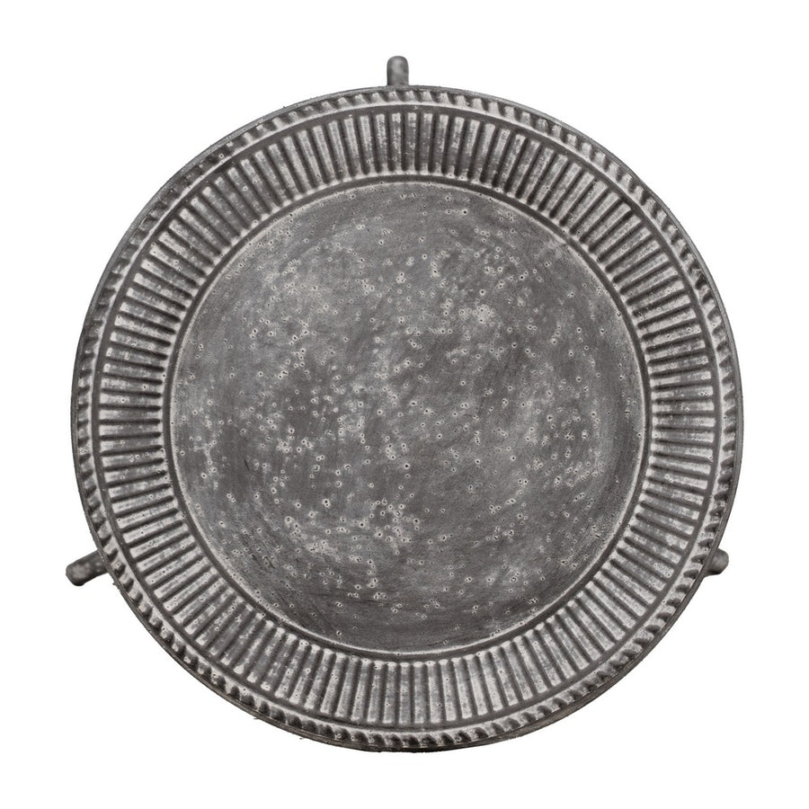 GRAY METAL SIDE TABLE 36 X 36 X 61 CM