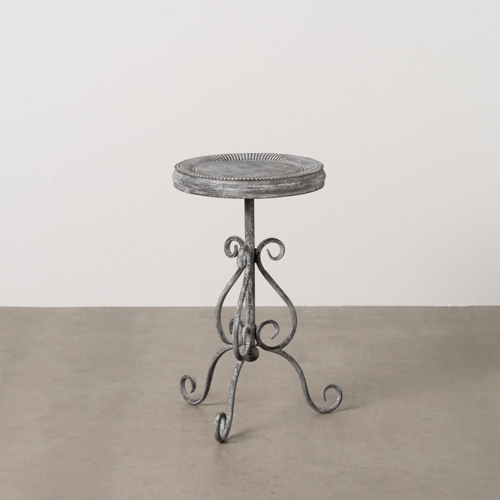 GRAY METAL SIDE TABLE 36 X 36 X 61 CM