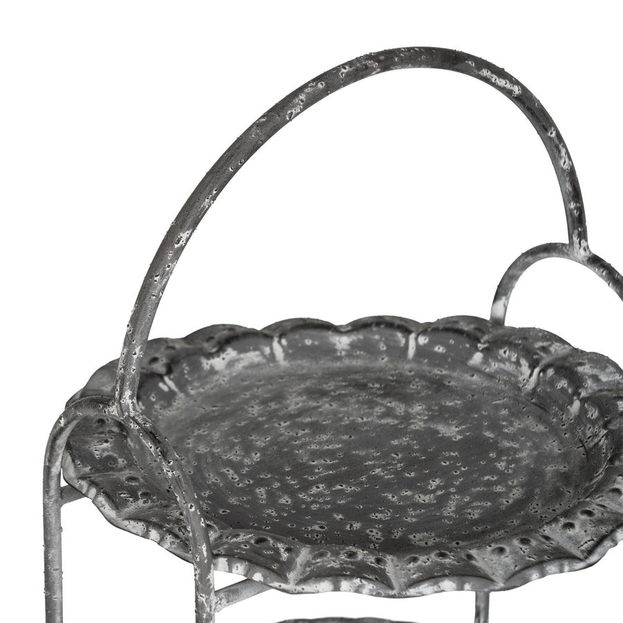 BANDEJA TRIPLE GRIS METAL DECORACIÓN 26,50 X 26 X 58 CM