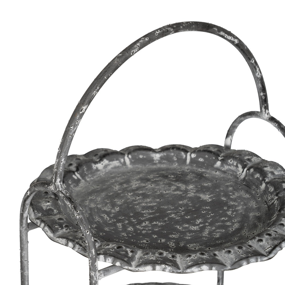 BANDEJA TRIPLE GRIS METAL DECORACIÓN 26,50 X 26 X 58 CM