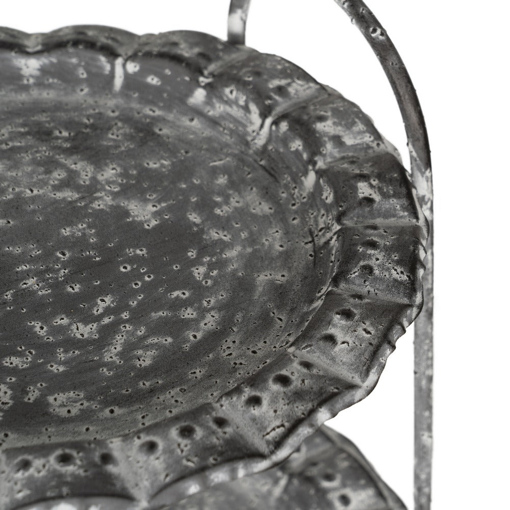 BANDEJA TRIPLE GRIS METAL DECORACIÓN 26,50 X 26 X 58 CM