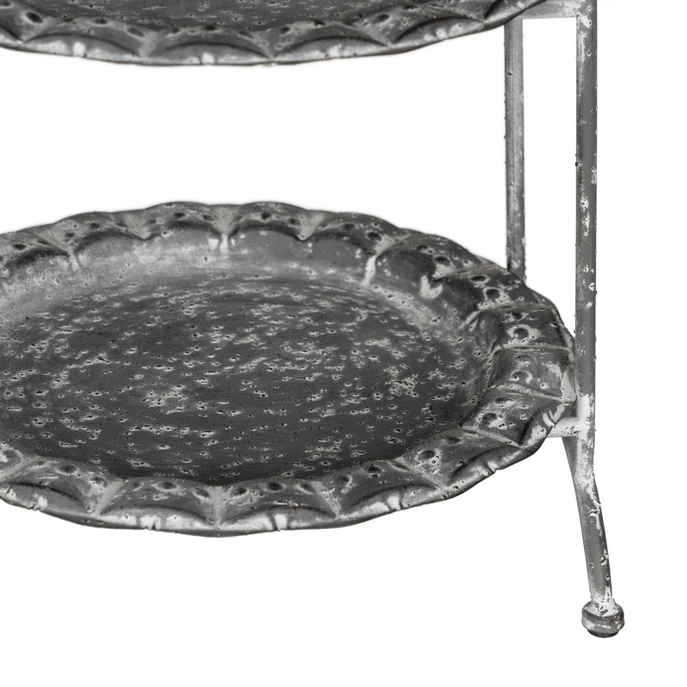 BANDEJA TRIPLE GRIS METAL DECORACIÓN 26,50 X 26 X 58 CM
