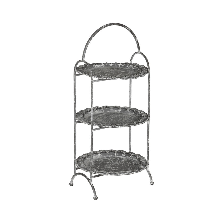 BANDEJA TRIPLE GRIS METAL DECORACIÓN 26,50 X 26 X 58 CM