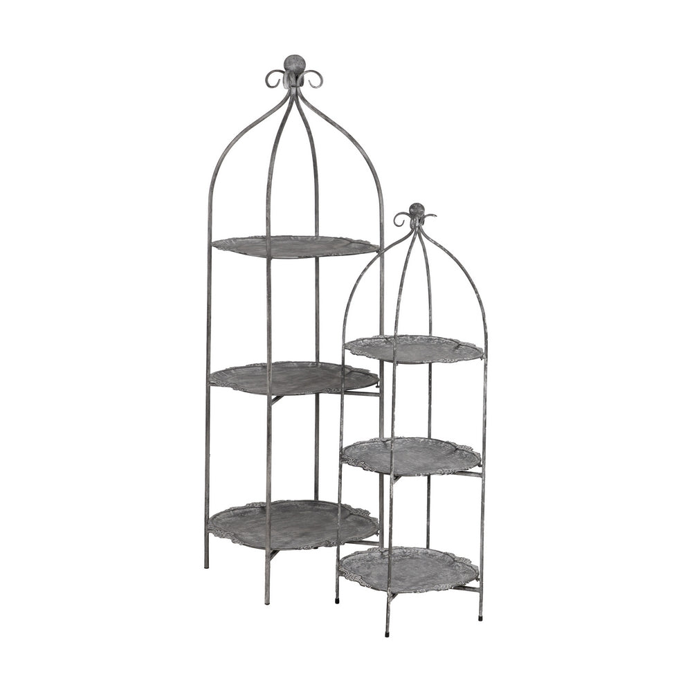 GREY METAL SHELF DECORATION 35 X 35 X 106.50 CM