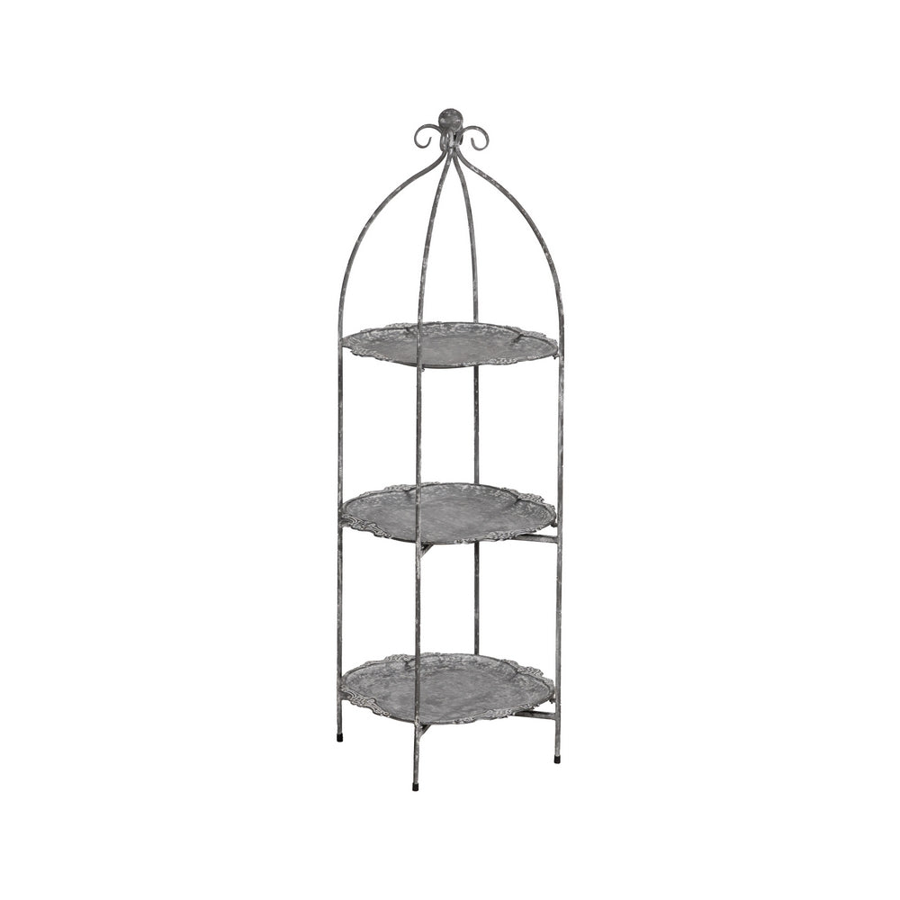 GREY METAL SHELF DECORATION 35 X 35 X 106.50 CM