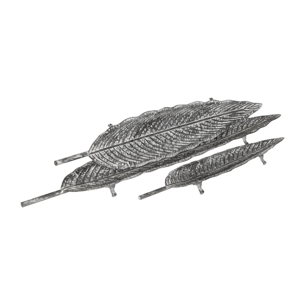 SET OF 3 GREY METAL DECORATIVE TRAYS 117 X 23 X 5.50 CM