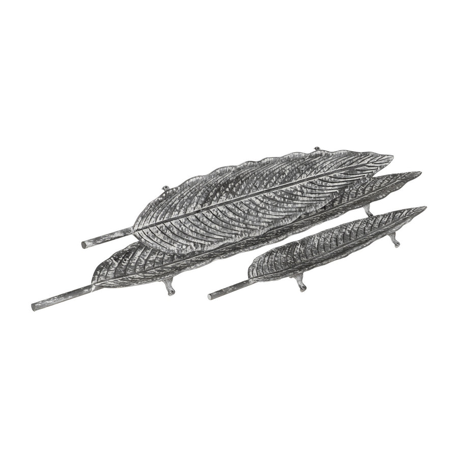 S/3 BANDEJAS GRIS METAL DECORACIÓN 117 X 23 X 5,50 CM