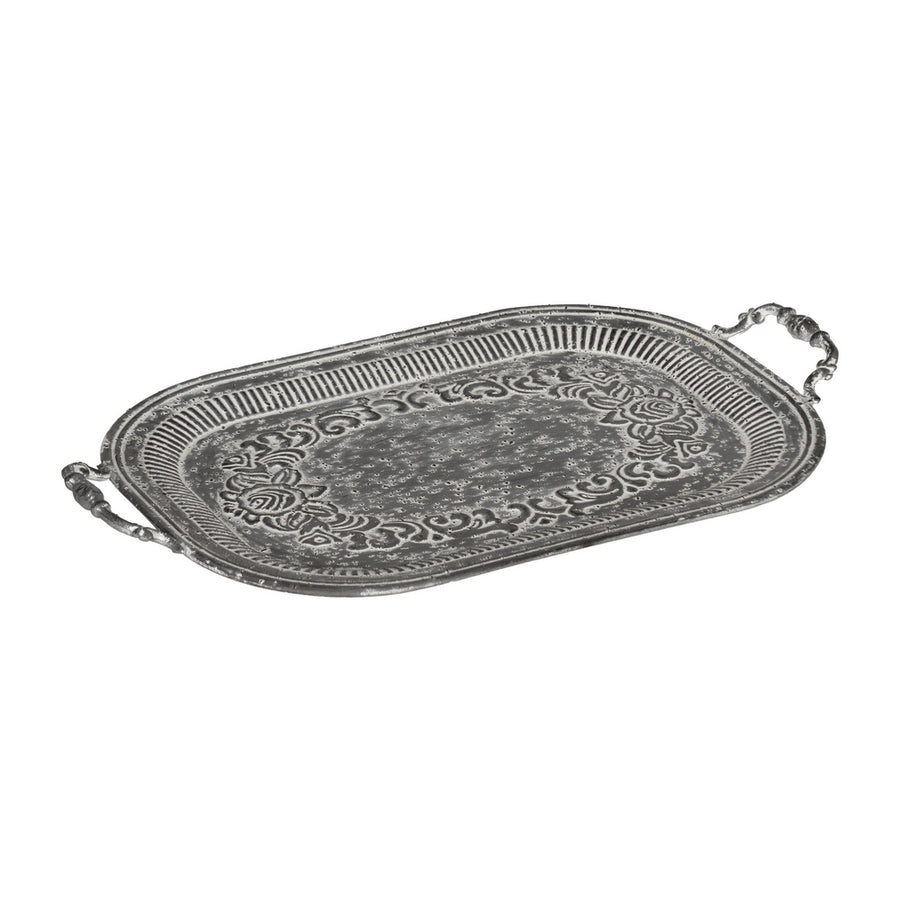 S/2 BANDEJAS GRIS METAL DECORACIÓN 49,50 X 31 X 5,50 CM