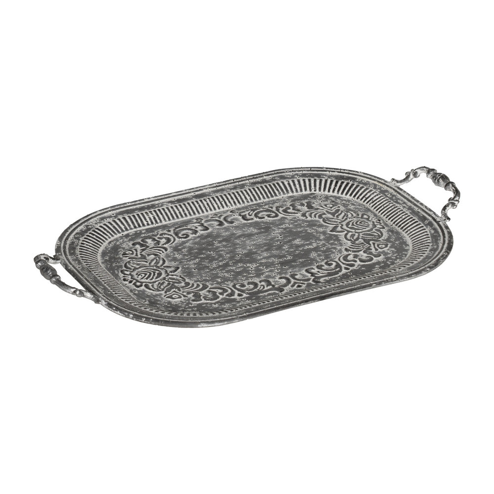 S/2 BANDEJAS GRIS METAL DECORACIÓN 49,50 X 31 X 5,50 CM