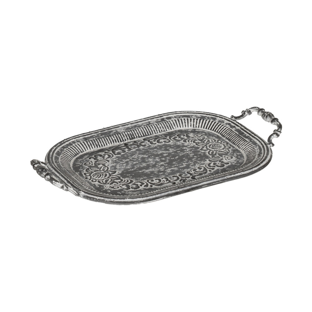 S/2 BANDEJAS GRIS METAL DECORACIÓN 49,50 X 31 X 5,50 CM