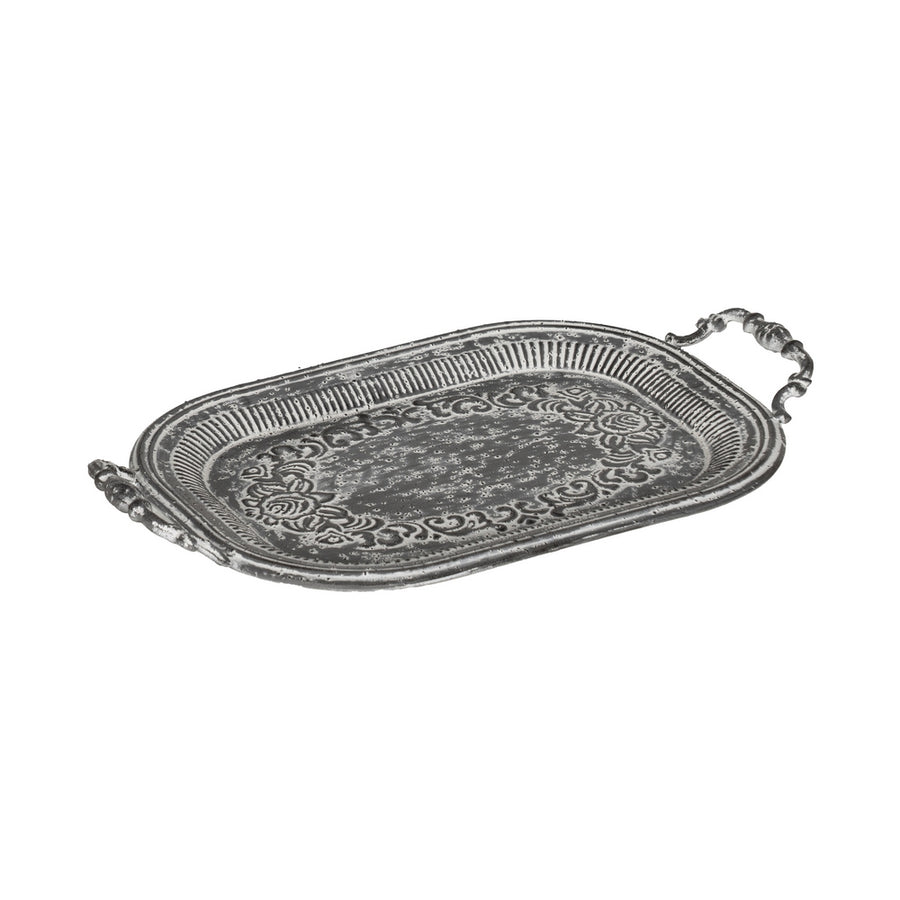 S/2 BANDEJAS GRIS METAL DECORACIÓN 49,50 X 31 X 5,50 CM