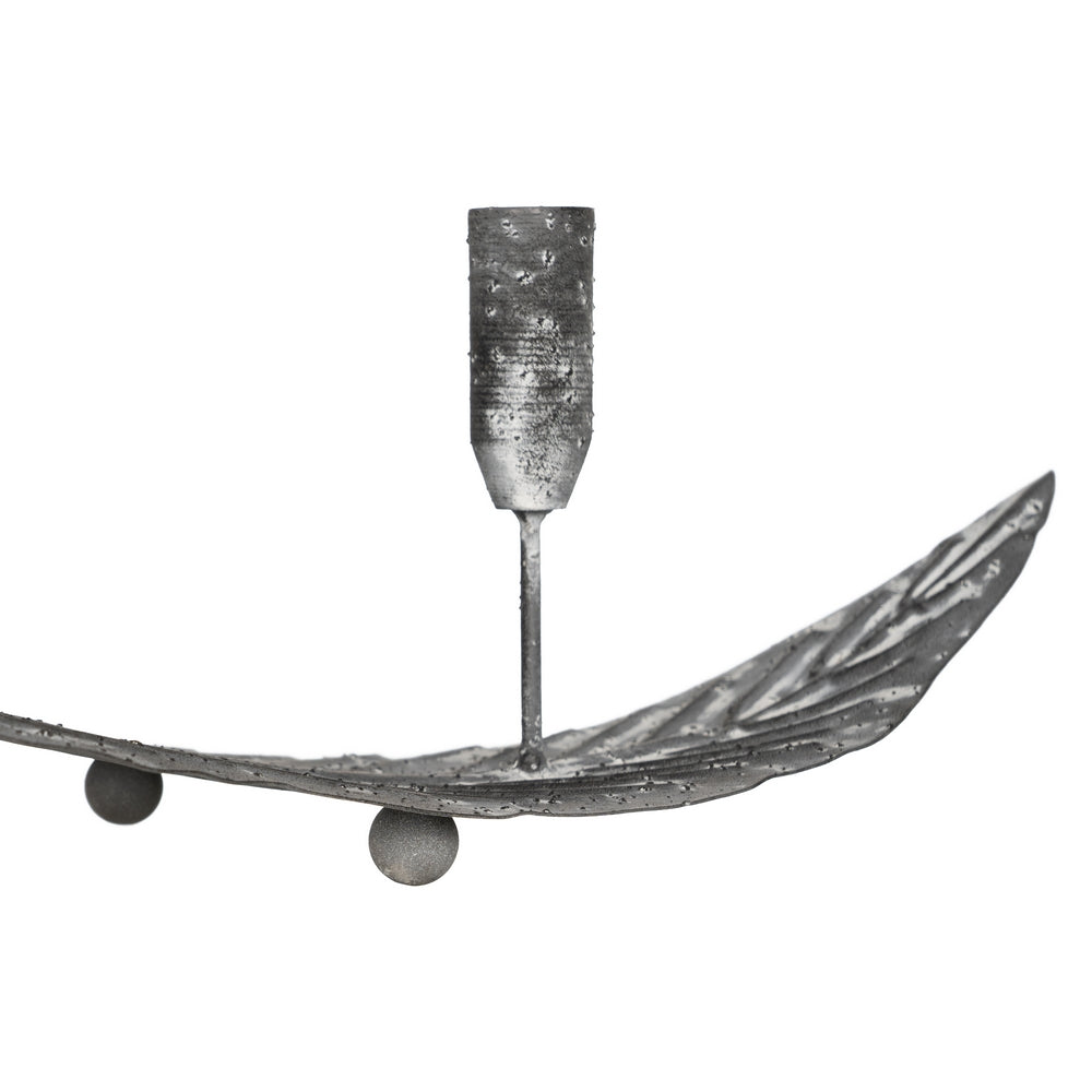 CANDELABRO GRIS METAL DECORACIÓN 62 X 15 X 17 CM