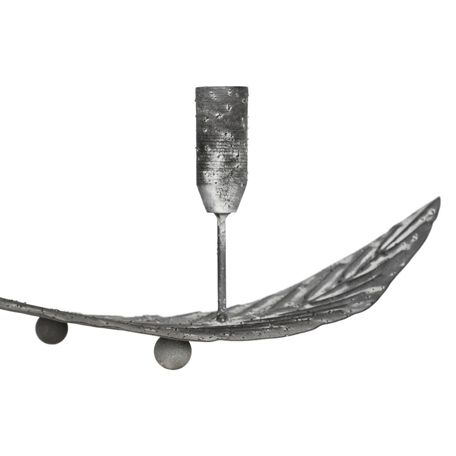 CANDELABRO GRIS METAL DECORACIÓN 62 X 15 X 17 CM