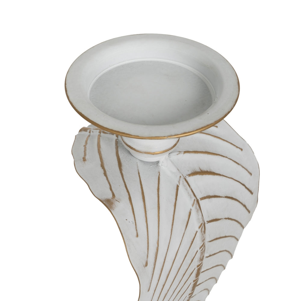 CANDLE HOLDER LEAF WHITE METAL DECORATION 15.50 X 15.50 X 70 CM