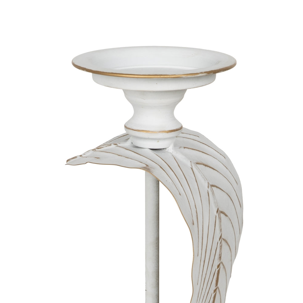 CANDLE HOLDER LEAF WHITE METAL DECORATION 15.50 X 15.50 X 70 CM