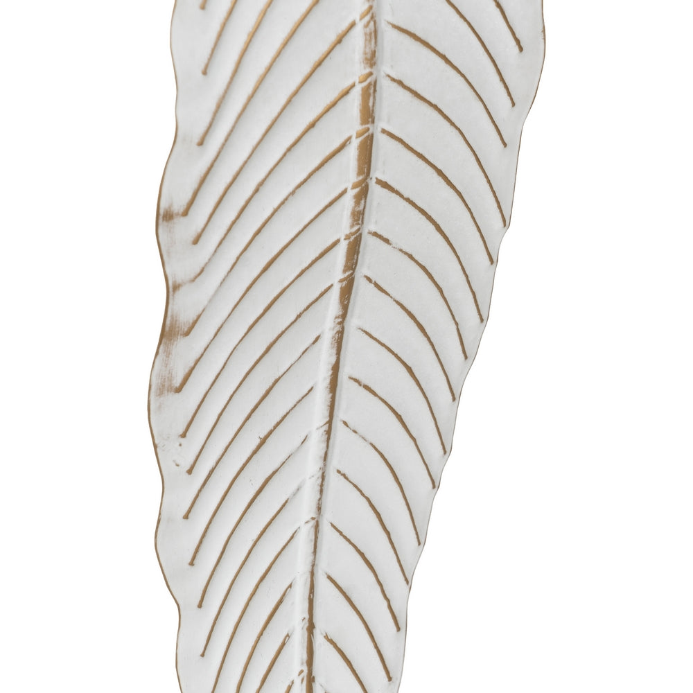 CANDLE HOLDER LEAF WHITE METAL DECORATION 15.50 X 15.50 X 70 CM