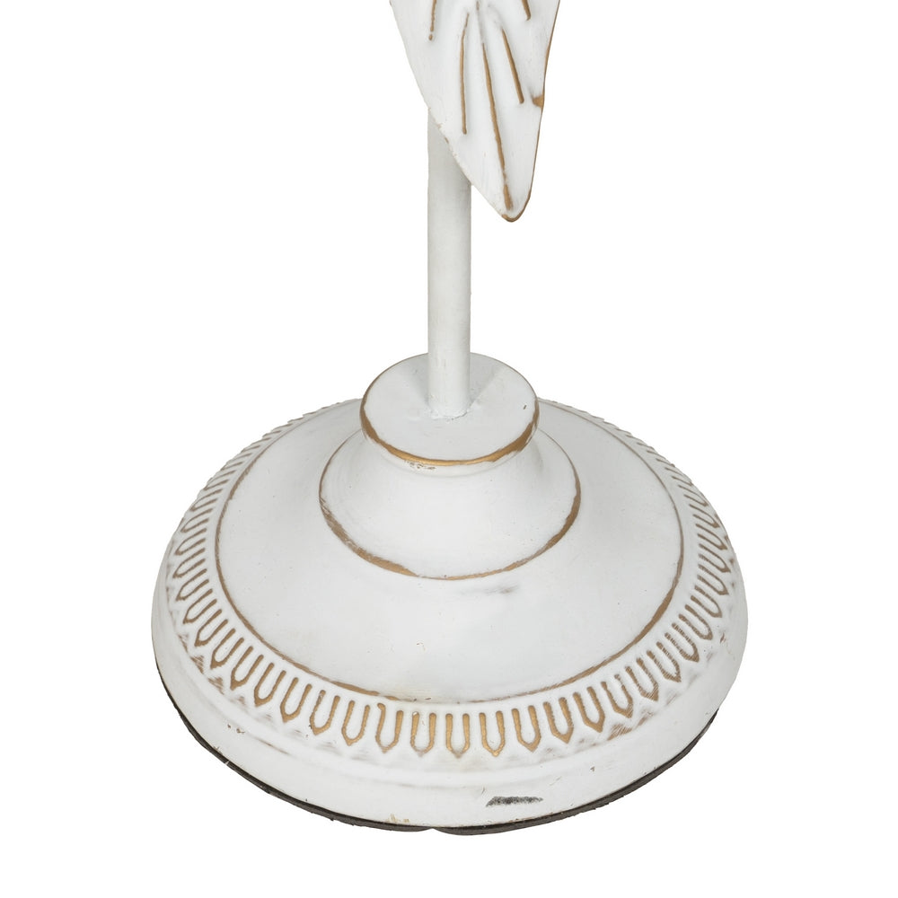 CANDLE HOLDER LEAF WHITE METAL DECORATION 15.50 X 15.50 X 70 CM