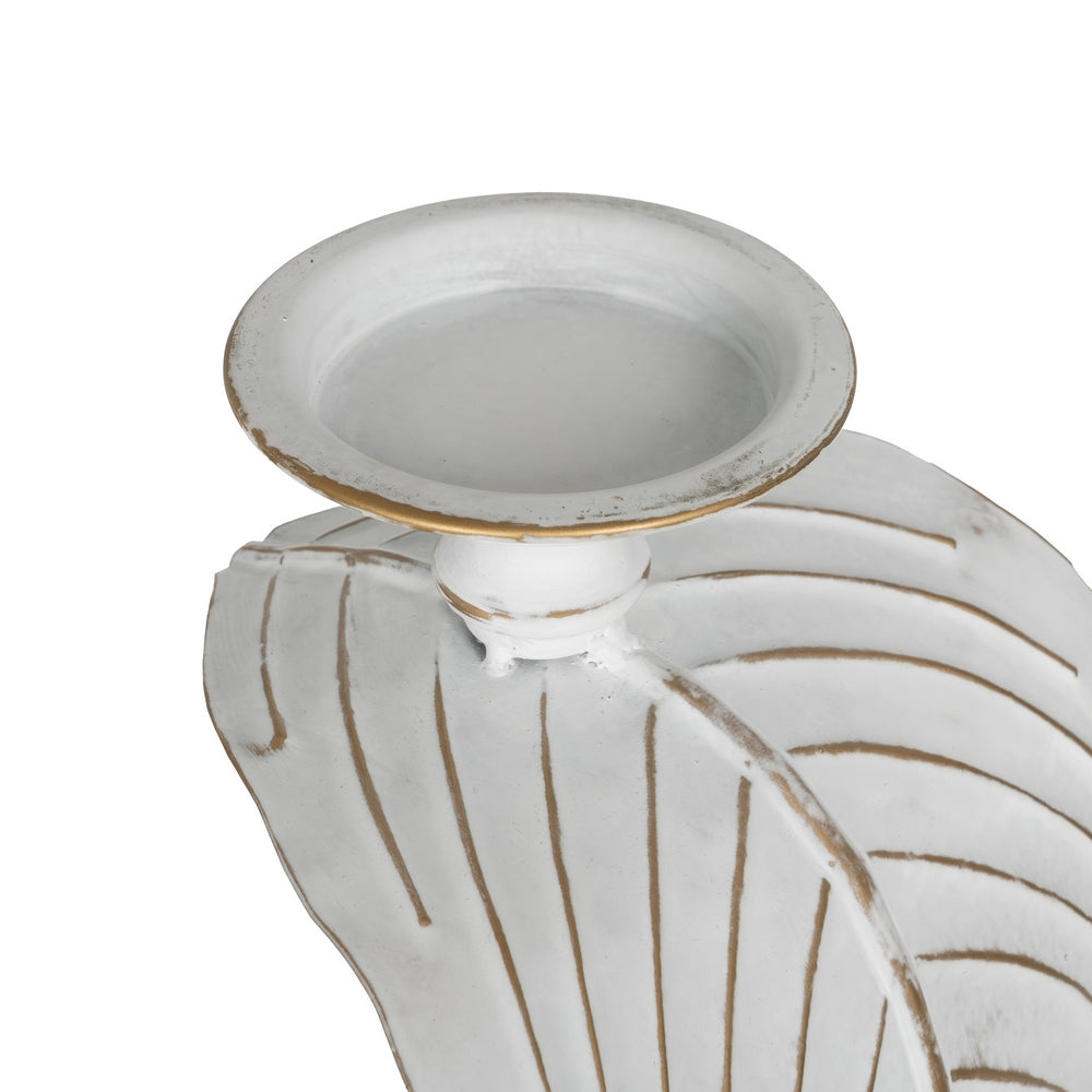 CANDLE HOLDER LEAF WHITE METAL DECORATION 23.50 X 22.50 X 118